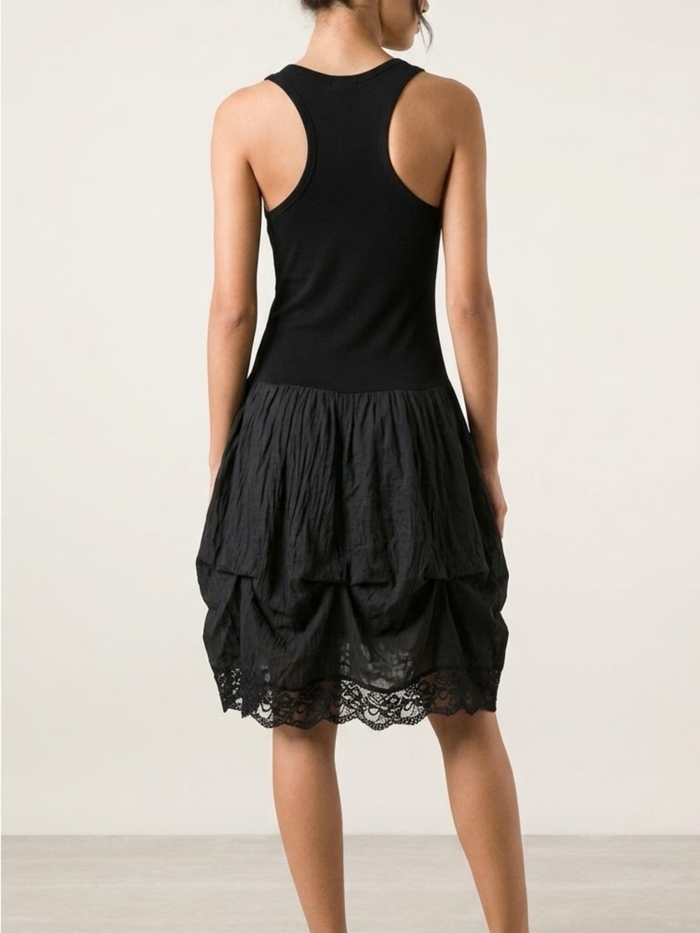Tempo Paris Black Lace-Hem Bubble knee high dress M (020) Goth Festival